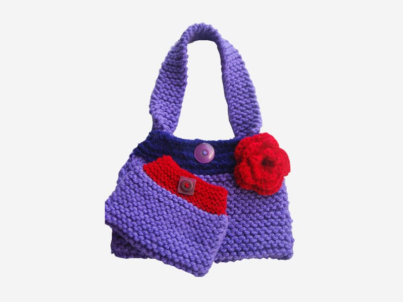 Princess pretty shoulder bag and coin purse with crochet flower